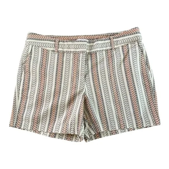 Dalia Womens Size 8‎ Beige Brown Tribal Aztec Boho Cotton Stretch Chino Shorts