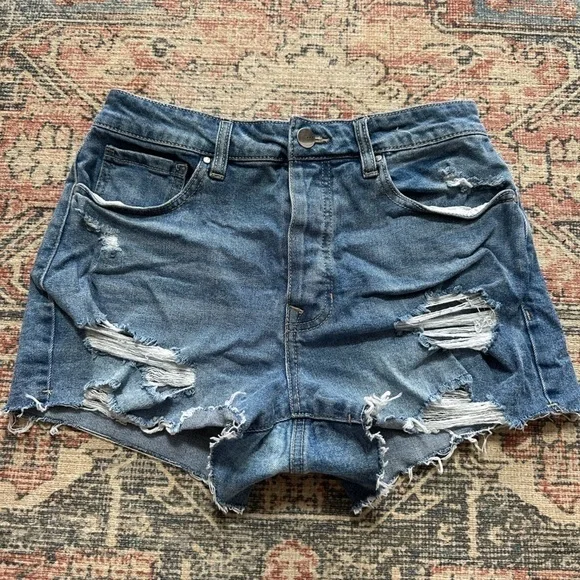 women’s TGLA denim cut off distressed high rise jean shorts size 27