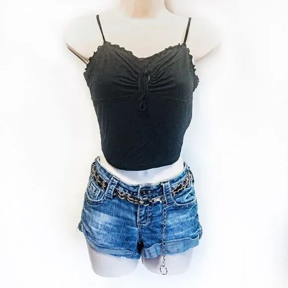 Two Pieces - Black Cropped Cami Sz M/S & Truce Daisy Dukes Jean Shorts Sz 3