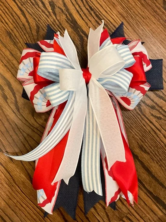 Patriotic Red White & Blue Holiday Wreath Bow - Brand:
