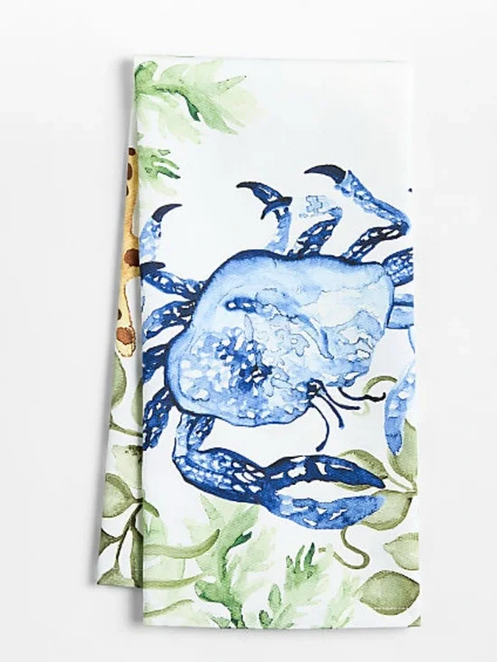 Crate&Barrel Crab Printed Organic Cotton Kitchen Dish Towel