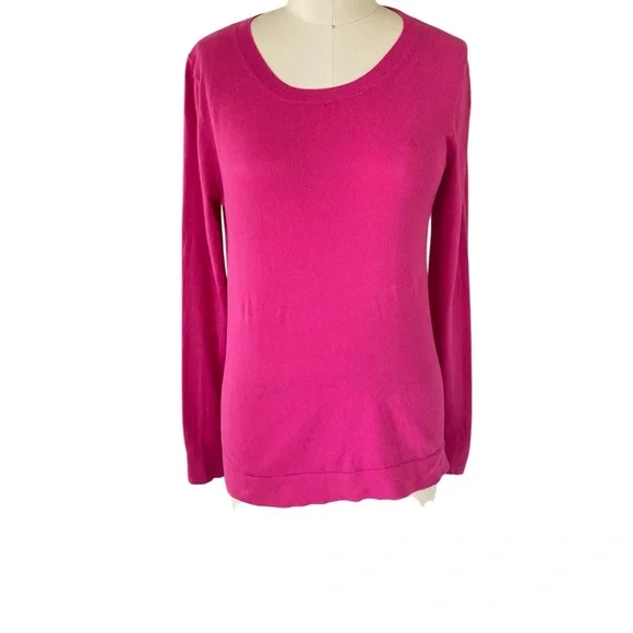 J. Crew Hot Pink Crew Neck Teddie Sweater Soft Knit Casual, Sz S