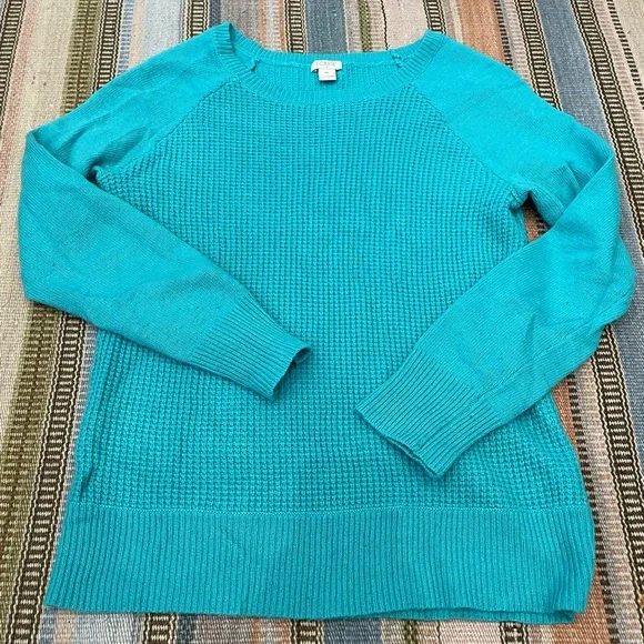 J. Crew Turquoise Teal Wool Blend Crewneck Sweater