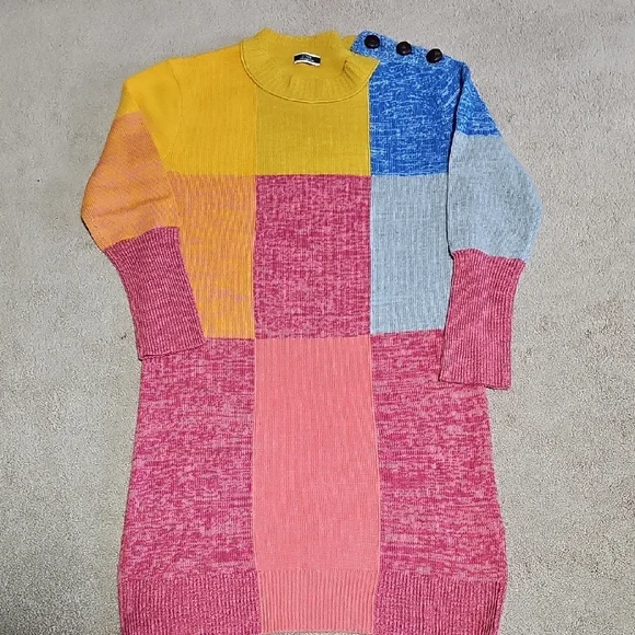 J. Crew Multicolor Patchwork Sweater Dress