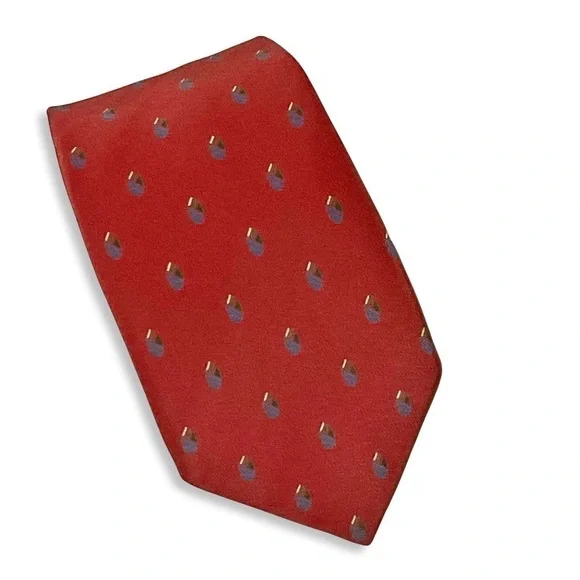 VTG John Silk & Co Haberdashers Men Silk Tie Preppy Red‎ Blue Foulard Italy Rare