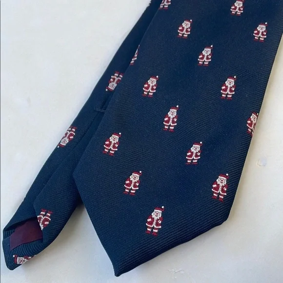 Chipmunk Creations Navy Blue and Red Patterned Santa Surprise Holiday Tie