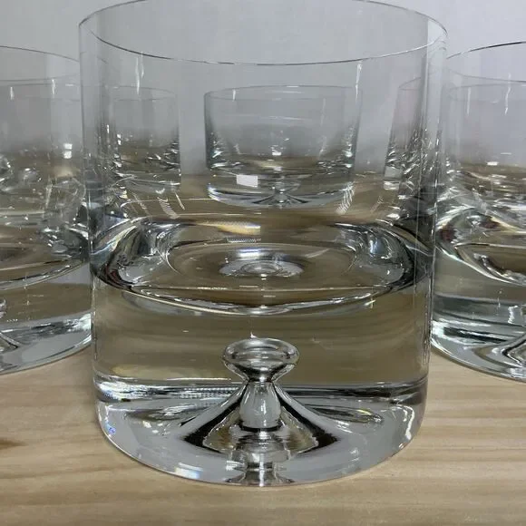HTF CRATE & BARREL POLAND CLEAR KROSNO BUBBLE DOF GLASS Set Of 6