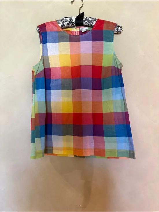 J. Crew 100% Rainbow Gingham Tank Top size 4