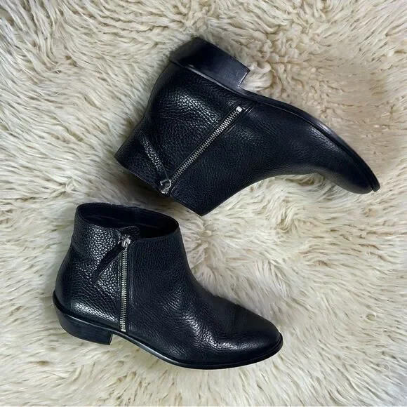 J. Crew Frankie Tumbled Black Leather Booties