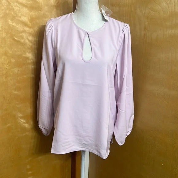 NWT J. Crew Lilac Puff Sleeve Satin-Back Crepe Top MT
