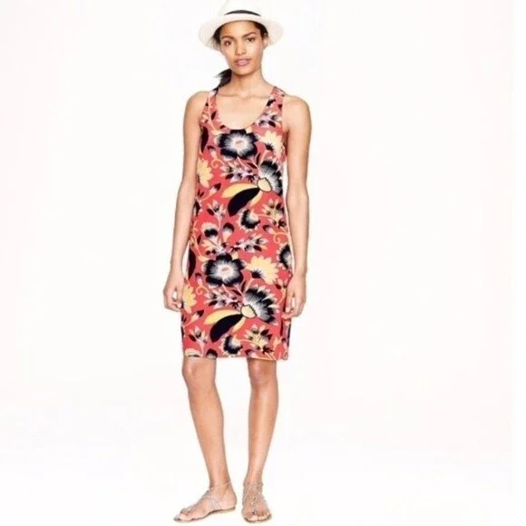 J.Crew Twist Back Silk Hibiscus Floral Dress 0
