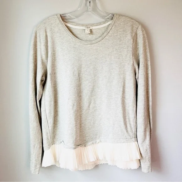 J. Crew Crewneck Sweater with Pleated Fringe Hem