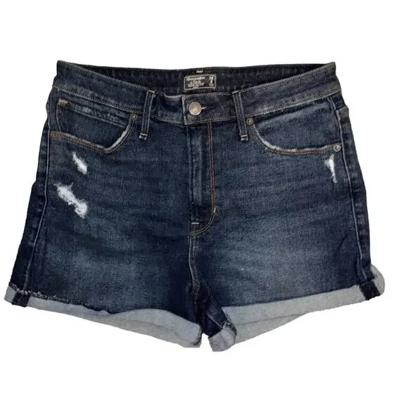 Abercrombie & Fitch Simone High Rise Short Size 29 / 8 Distressed Denim Jean EUC