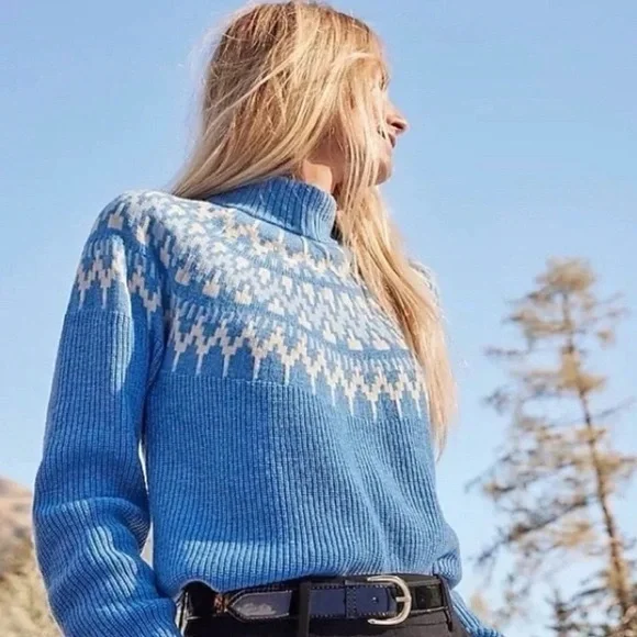 J.‎ Crew | Women's Lambs Wool Academia Fair Isle Mockneck Pullover Sweater small