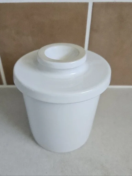 Crate & Barrel Butter Bell Crock Keeper French Style White Ceramic