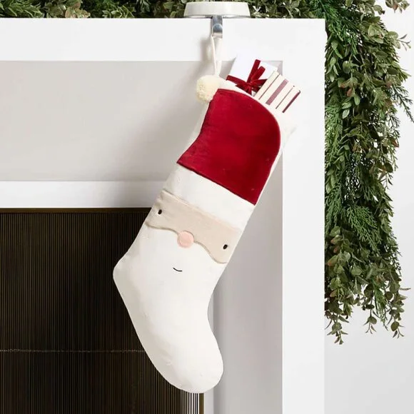 Crate & Barrel Wonderland Velvet Light Santa Kids Christmas Stocking