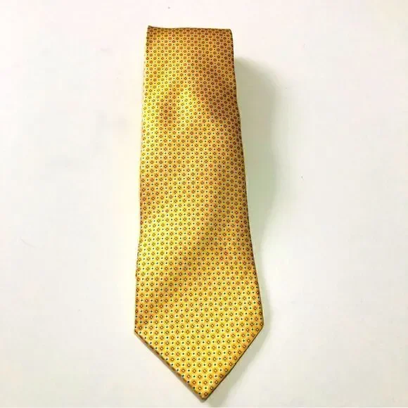 COUNTESS MARA Men's Silk Necktie Geometric Gold Yellow