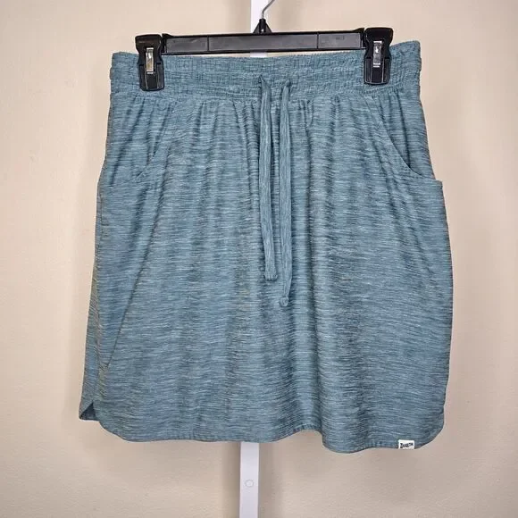 Duluth Trading Co. Women's S Teal Blue Space Dye Skort Elastic Waist Drawstring