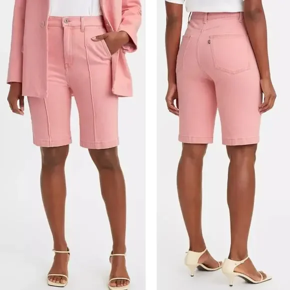 LEVI'S Riviera Shorts Bermuda Shorts Twill Rose Pink Relaxed Mid Rise Stretch
