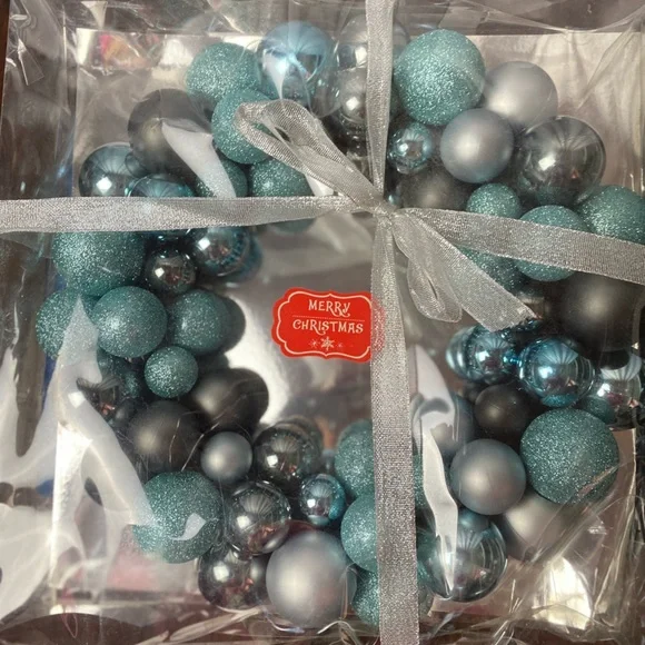 Baby blue & silver holiday wreath.