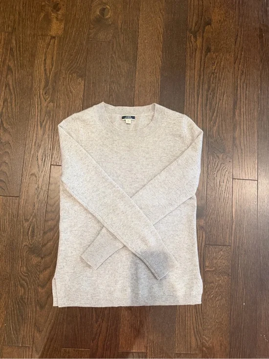 J. Crew Light Gray Cashmere Crewneck Sweater
