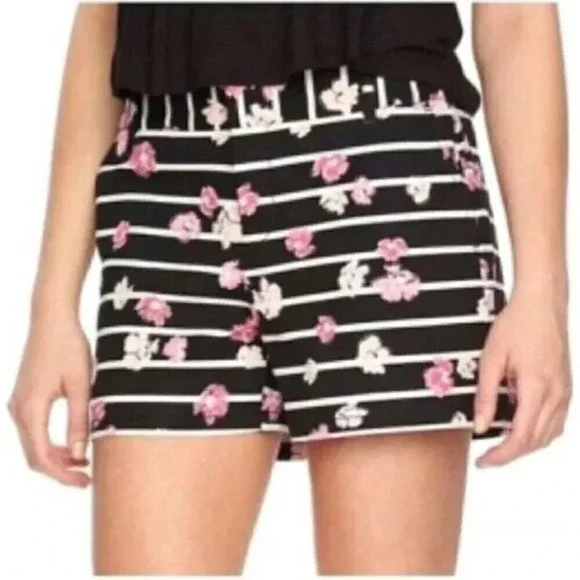 Elle Shorts Floral/Black/Stripe Size‎ 10 Stretch