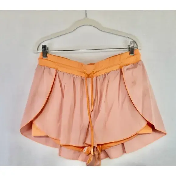 Free‎ People Movement Day Dream 2-in-1 Shorts Size Large Neon Orange