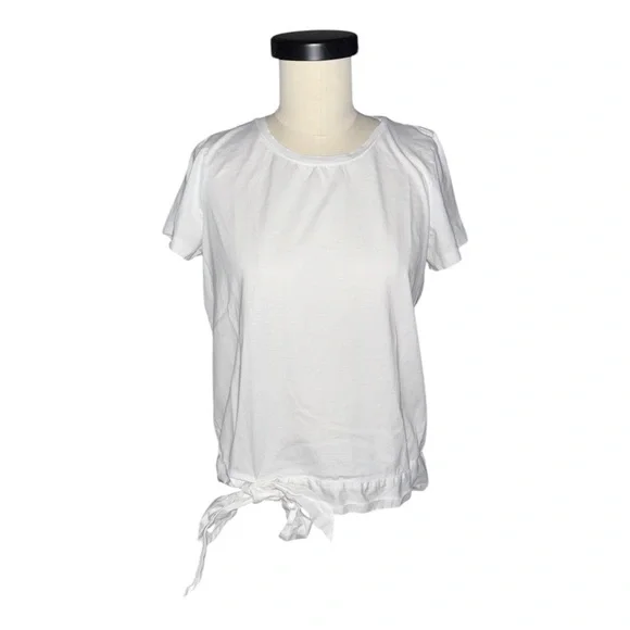 J. Crew White Side Tie Short Sleeve T-Shirt