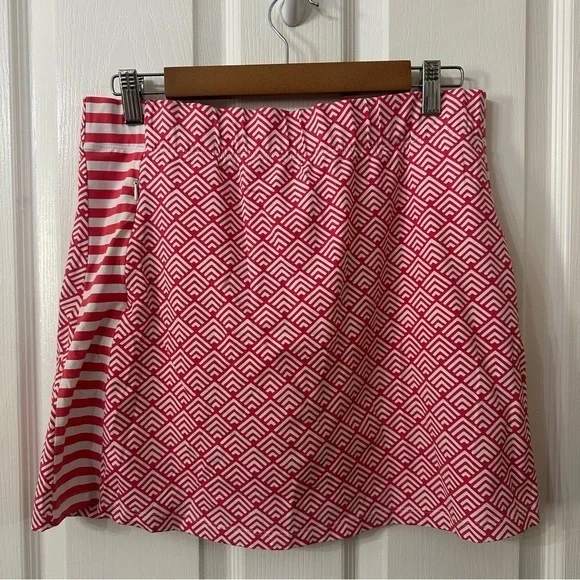 J. McLaughlin Palm Springs Pink White Chevron Catalina Cloth Skort Skirt, M