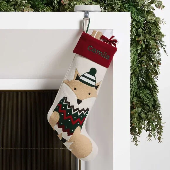 Crate & Barrel Fair Isle Friends Fox Christmas Stocking by Joan Anderson