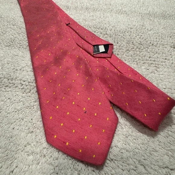 Bonobos Tie Red Orange Micro Polkadot Silk Linen Blend Narrow Thin Preppy Knit