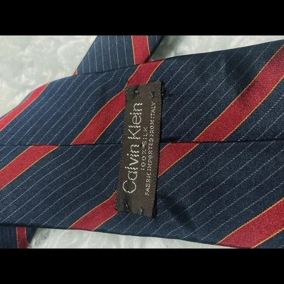 Calvin Klein Navy & Red Stripe Silk Necktie