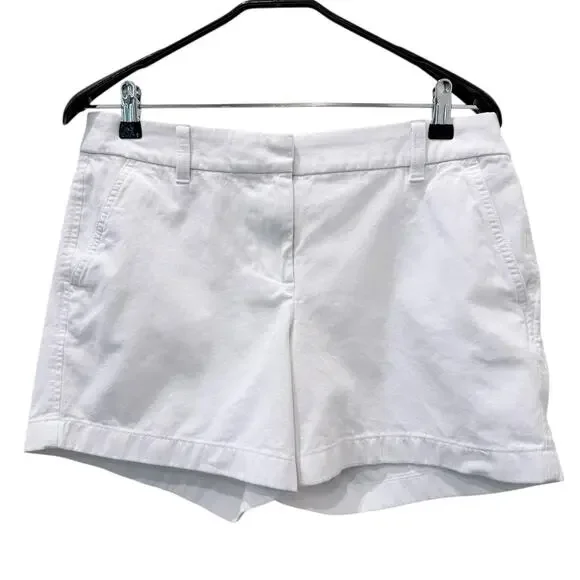 J.CREW Chino Shorts Womens 8 White Twill 3.5 Inseam Flat Front Casual Summer