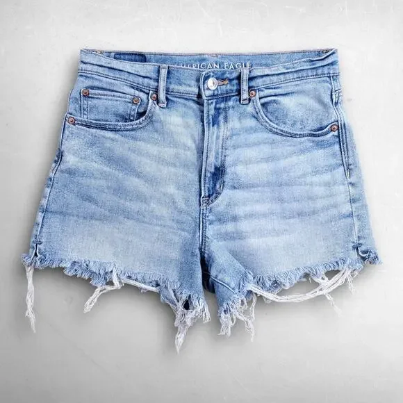 American Eagle Highest Rise 90s Boyfriend Short Women 6 Lt Blue Denim Boho Y2K