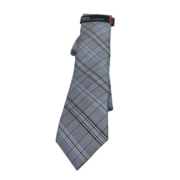 BAR III Carnaby Collection Harp Plaid Men’s Necktie, Blue, OS