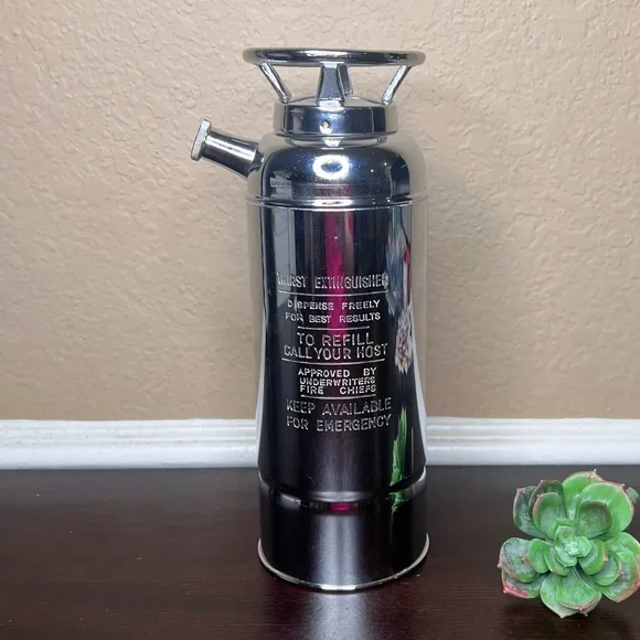 Thirst Extinguisher” Novelty Music-Box Cocktail Shaker – Fire-Extinguisher Style