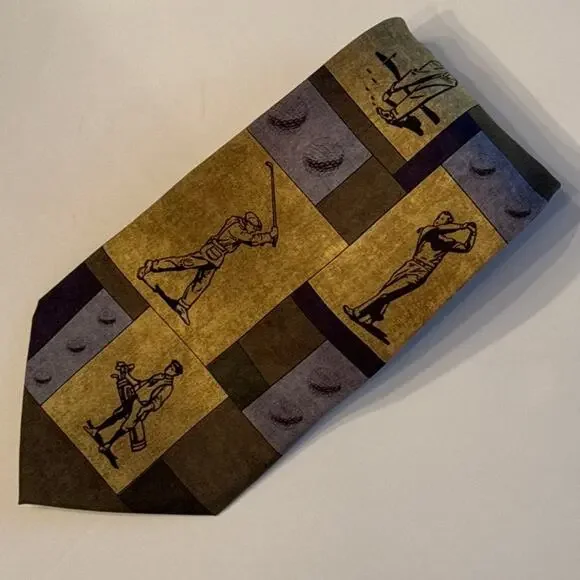 Men's Necktie Sport Golf Swing Golf Caddy Larson Brothers Ties 100% Silk 60