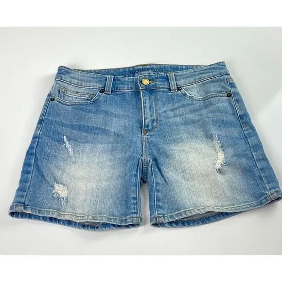Michael Kors Low Rise Distressed Jean Shorts Womens 0 Light Wash Summer BI0423