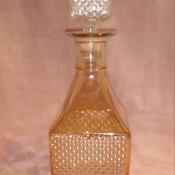 Vintage amber glass decanter with stopper