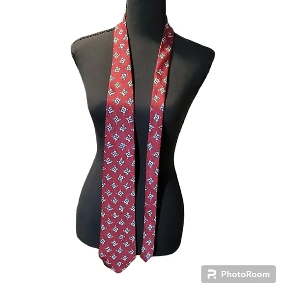 Harborough Traditions men's 100% silk red, blue, white, yellow, tie