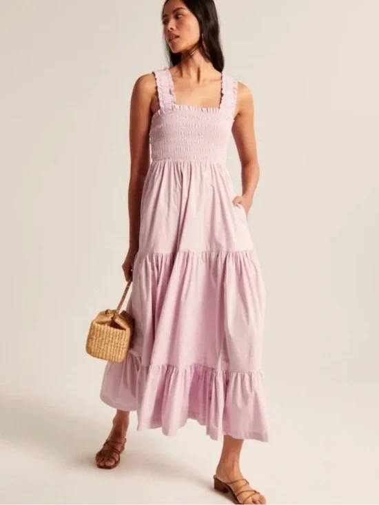 Abercrombie & Fitch Smocked Bodice Easy Maxi Dress | Size Medium