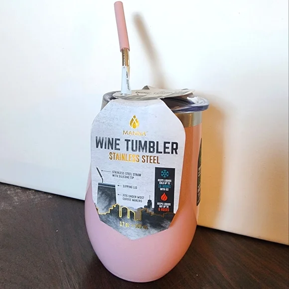 NEW Manna 17oz pink iridescent wine tumbler