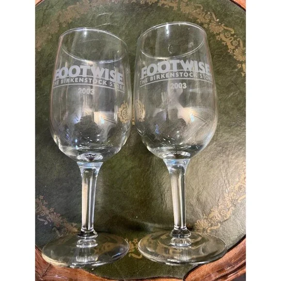 Footwise Birkenstock Store 2003 Stem Wine Glasses Pair – New