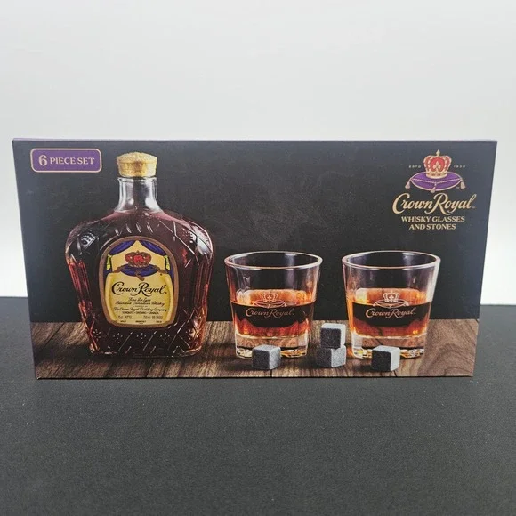 Crown Royal Whisky‎ Glasses and Stones 6 Piece Set New