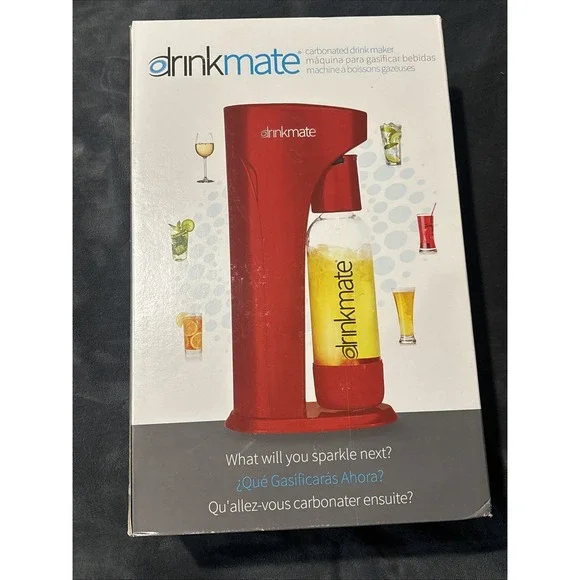 DrinkMate OmniFizz Sparkling Water and Soda Maker, Carbonates Any‎ Drink-Red