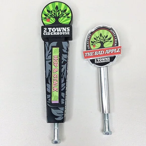 Lot of 2 Towns Ciderhouse Tap Handles Hop & Stalk The Bad Apple Corvallis Oregon