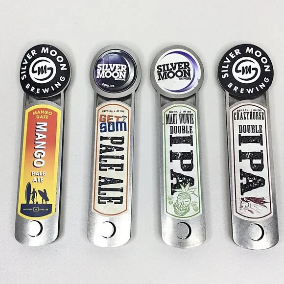Lot‎ of 4 Silver Moon Brewing Tap Handles Metal IPA 10.75