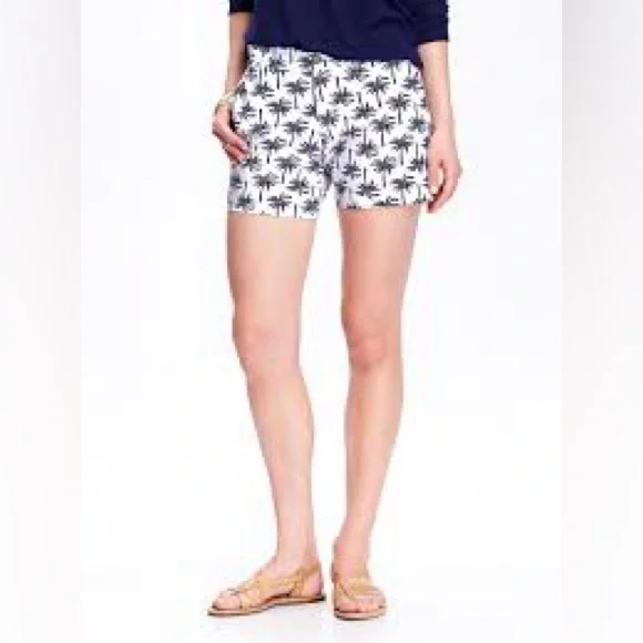 OLD NAVY Palm Tree Print Women's Shorts Blue White Size 6‎
