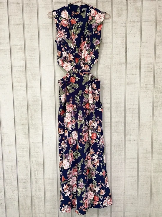 Abercrombie Fitch Navy Floral Side Cutout Maxi Dress XS Wedding Guest
