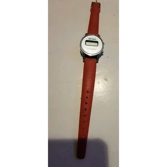 Vintage Nelsonic Wristwatch Red Band 1980s Hong Kong LCD Quartz Digital